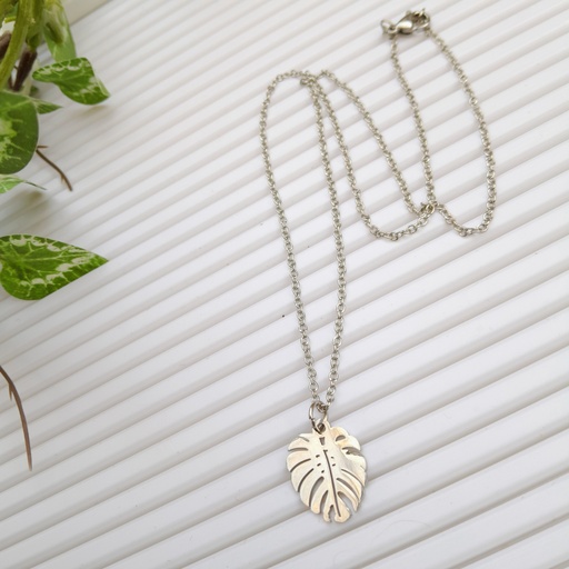 Stainless steel Monstera leaf necklace