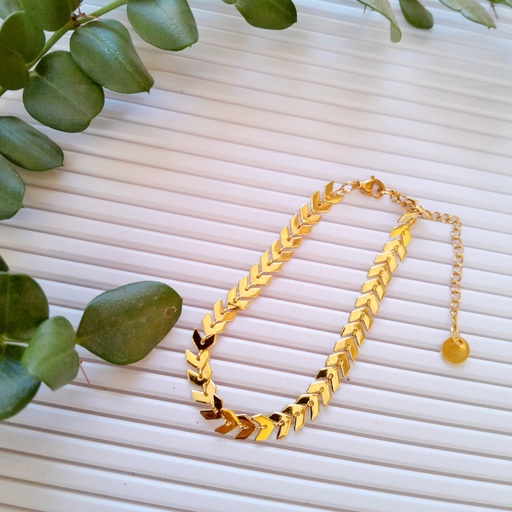 [brace05] Stainless Steel Gold Plated Leaf Bracelet