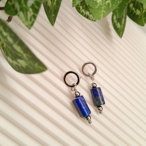 Stainless Steel earring studs with Natural Lapis Lazuli beads
