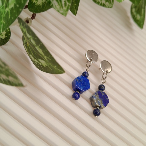 Stainless Steel earring studs with Lapis Lazuli beads