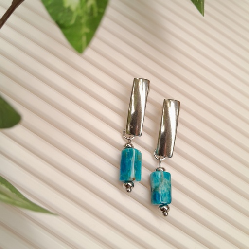 Stainless Steel earring studs with Amozonite beads