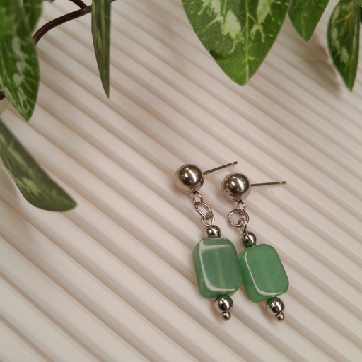 Stainless Steel earring studs with Green Aventurine beads