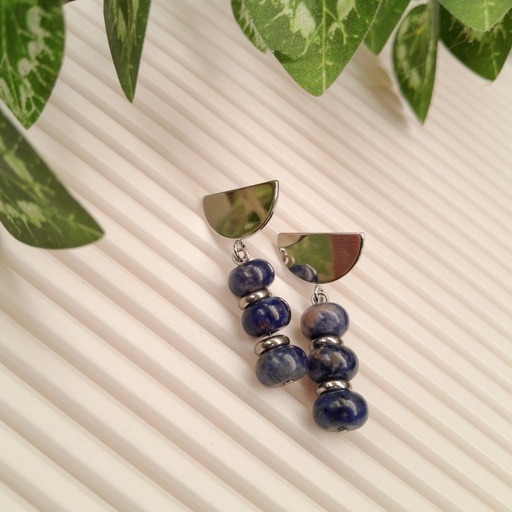 Stainless Steel earring studs with Sodalite beads