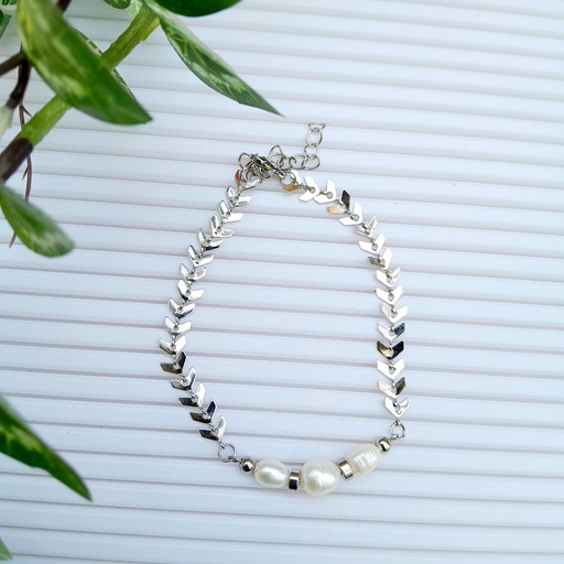 [gsb2] Stainless Steel bracelet with Fresh Water Pearls