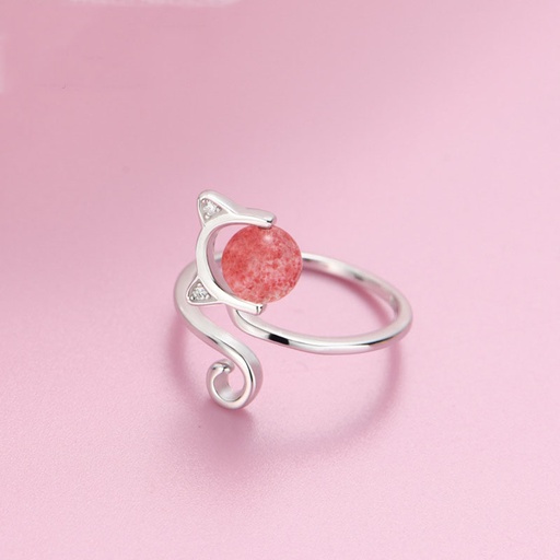 [ring08] 925 Sterling Silver Cat Open Ring