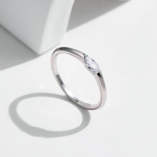 [ring09] 925 Sterling Silver Silver And Cubic Zirconia Geometric Ring - Size #8