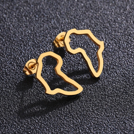 [ASUF30866] Gold 304 Stainless steel africa studs