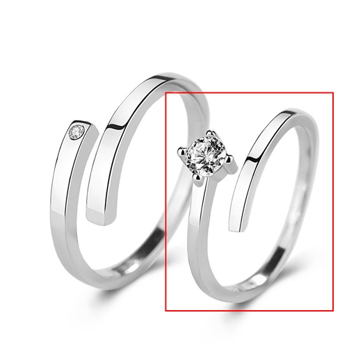 [ring10] 925 Sterling Silver Silver And Cubic Zirconia Geometric Open Ring