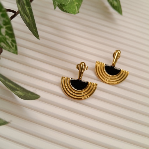 [ASUG11281] Titanium Steel Geometric Fan-shaped Earrings