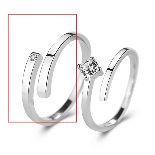 [ring11] 925 Sterling Silver Silver And Cubic Zirconia Geometric Open Ring