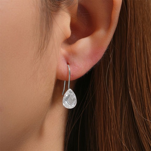 [ASUC14995] Sterling Silver Cubic Zirconia Drop Earrings