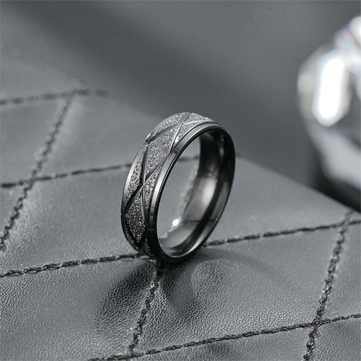 Titanium Steel Black Frosted Ring - Size #10