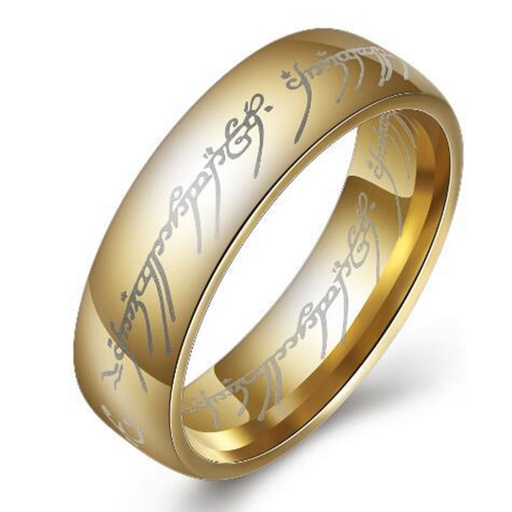 [N22345] Gold Stainless Steel Alphabet Ring - Size # 7