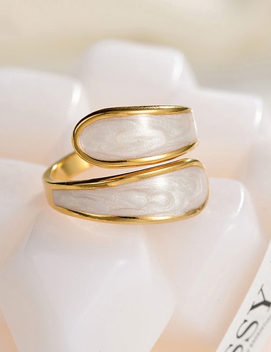[ring36] Gold Titanium Steel - Oil Drip Split Ring