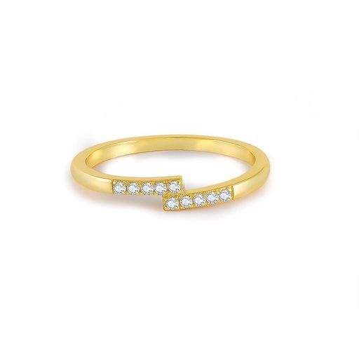 [ring38] Gold plated 925 Sterling Silver with cubic zirconia stones. Geometric Ring - Size #7