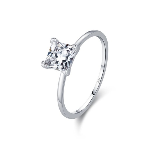 [ring39] 925 Sterling Silver Square Cubic Zirconia Ring -Size #7