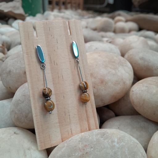 Natural Tiger eye tumbled beads earrings