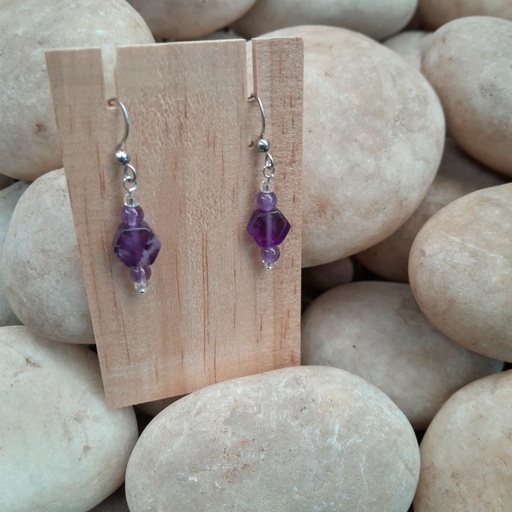 Natural amethyst dangle earring hooks